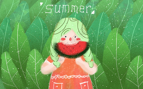 自由呼吸夏日里的西瓜插画