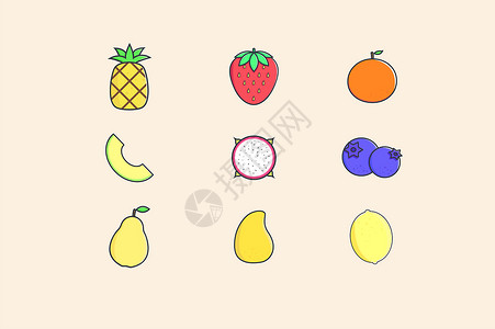 芒果冰糕水果类图标插画