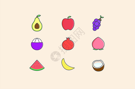椰子水勺水果类图标插画