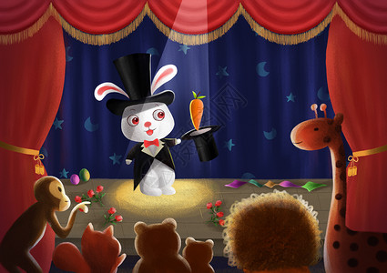儿童节魔术兔子舞高清图片