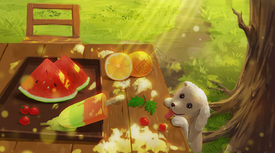橙子雪糕夏天的水果插画