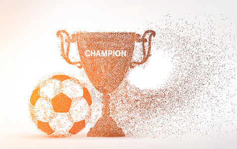 足球尺寸素材足球与奖杯剪影粒子设计图片