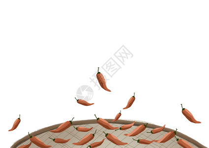 干货食材巴西菇辣椒留白背景插画