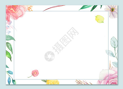 水彩花卉边框背景背景图片