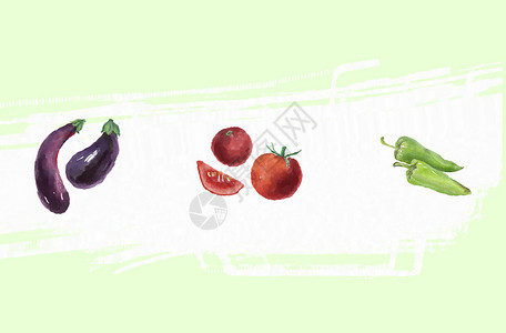 切开的茄子水彩蔬菜素材插画