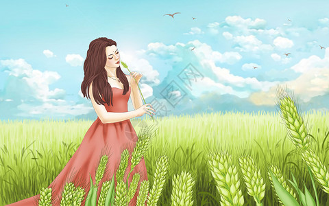 小满种水稻的女孩高清图片