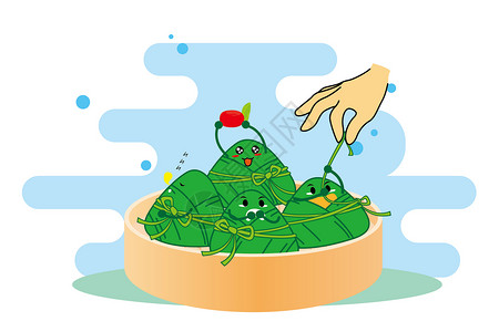 美食手端午节吃粽子插画