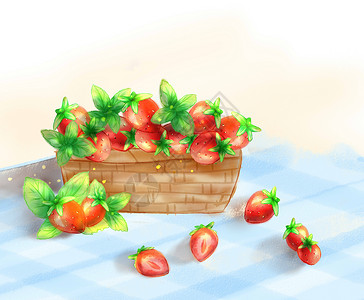 草莓篮子一篮草莓插画