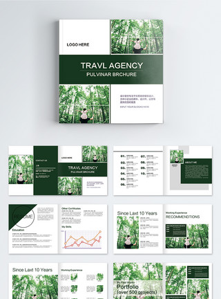 商业风格素材清新绿色企业宣传画册模板