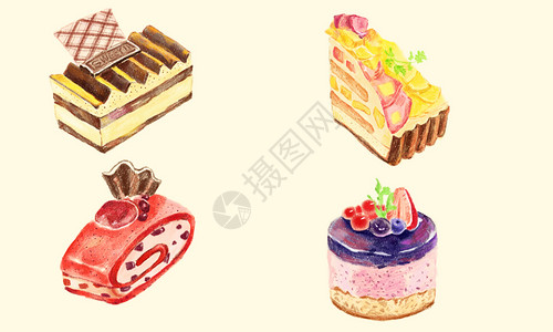 高清甜品素材手绘食物素材插画