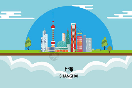 国内地标上海旅游插画