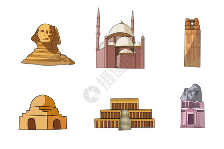 埃及人埃及动漫背景素材插画