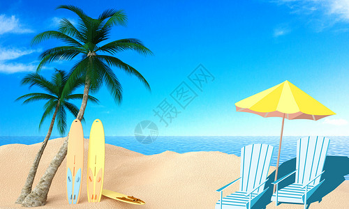 处暑节气风光沙滩夏日清凉背景设计图片
