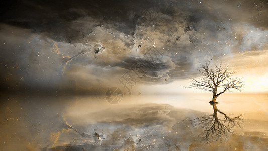 梦幻沙漠之水创意星空之境设计图片