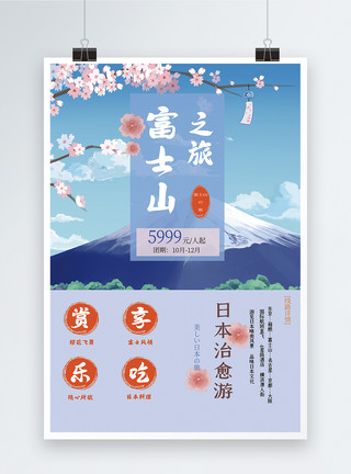 沾料日本富士山旅游海报模板