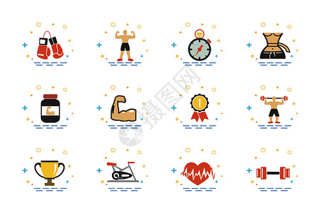 奖牌icon健身元素插画