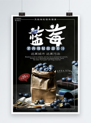 有机蓝莓新鲜水果蓝莓海报模板