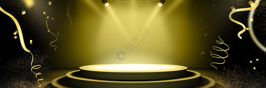 灯光黑金背景黑金舞台背景设计图片