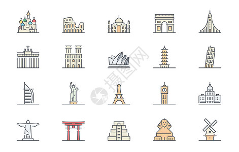 印度背景国家标志性建筑插画