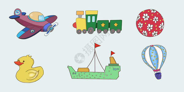 儿童玩具飞机儿童玩具插画插画