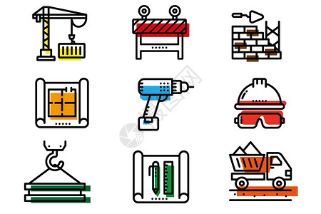 装修电钻建筑类图标插画