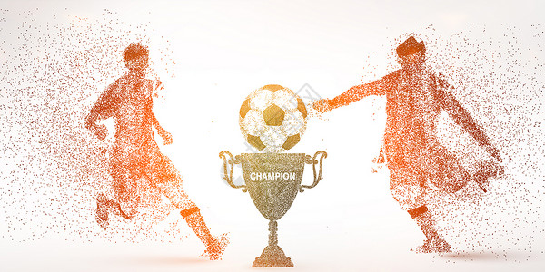 冠军矢量创意足球运动员剪影粒子设计图片