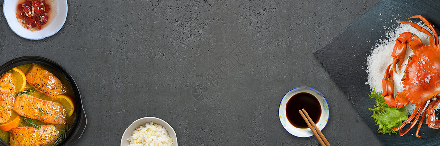 海鲜汤粿条美食海报背景设计图片