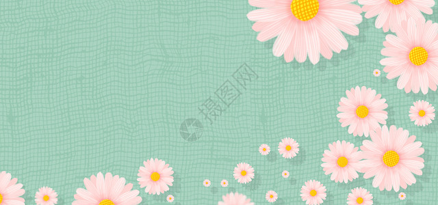 泰式边框花卉二分之一留白背景插画