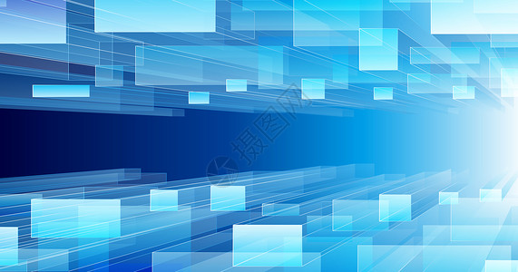 白色太阳素材蓝色科技方块背景设计图片