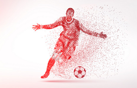 在踢球足球员创意足球运动员剪影粒子设计图片
