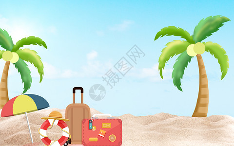 海边玩沙沙滩夏日清凉背景设计图片