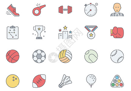 线性球运动足球图标icon插画