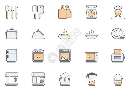 大容量烤箱厨房厨具餐具元素icon插画