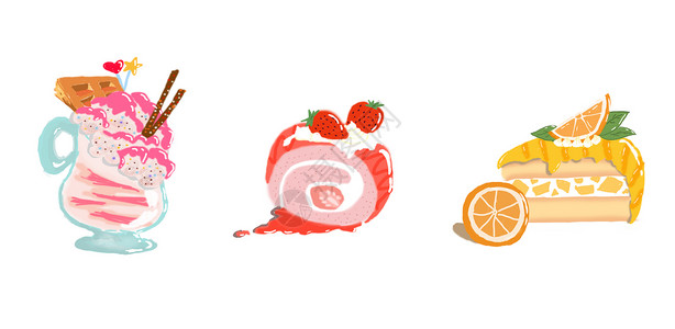 水果夹心蛋糕甜品甜点冷饮插画插画