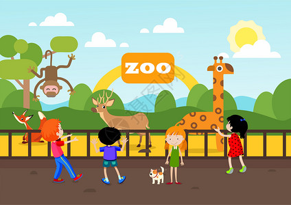猴子矢量素材动物园插画
