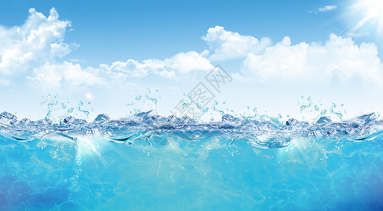 夏至海边水花清凉背景设计图片