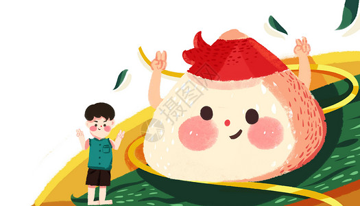 红色味道端午节粽子插画
