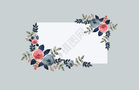 蓝色蔷薇玫瑰花卉插画