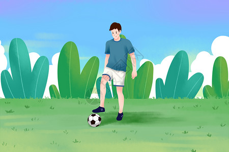 足球远动员踢足球插画