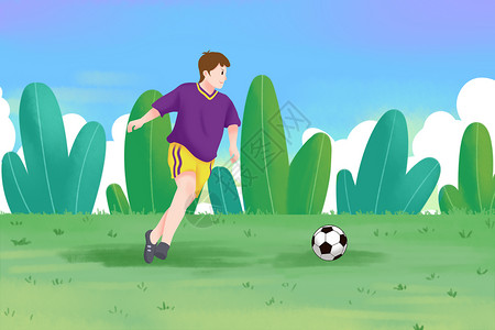健身型动踢足球插画