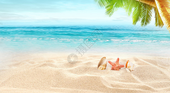 沙滩ps素材夏日清凉背景设计图片