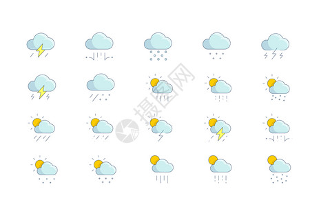 雷电标志天气图标插画