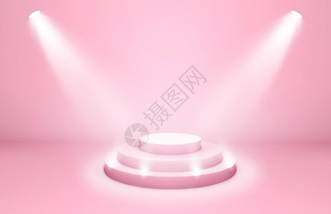白粉色浪漫舞台背景设计图片
