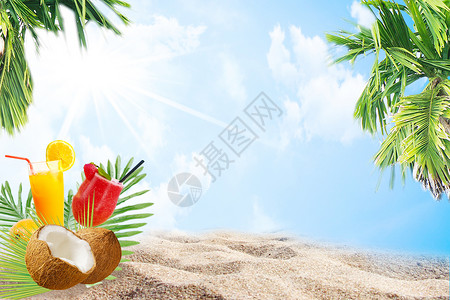 椰树椰子夏季海滩设计图片