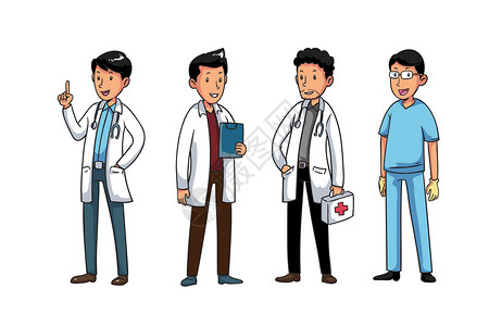 矢量卡通医生人物素材医疗人物素材插画