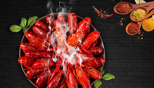 红色食物海报龙虾海报设计图片