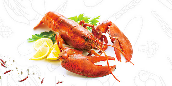 餐饮红色素材创意小龙虾背景设计图片