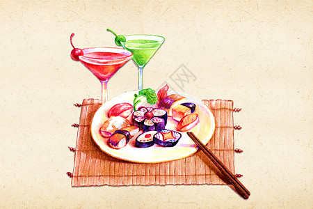 日本料理图片寿司拼盘日料美食插画