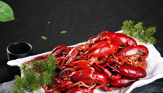 一堆海鲜美味小龙虾背景设计图片