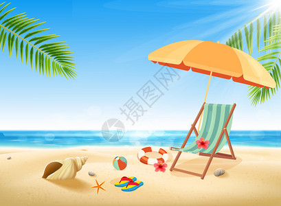 沙滩毯夏天度假插画插画